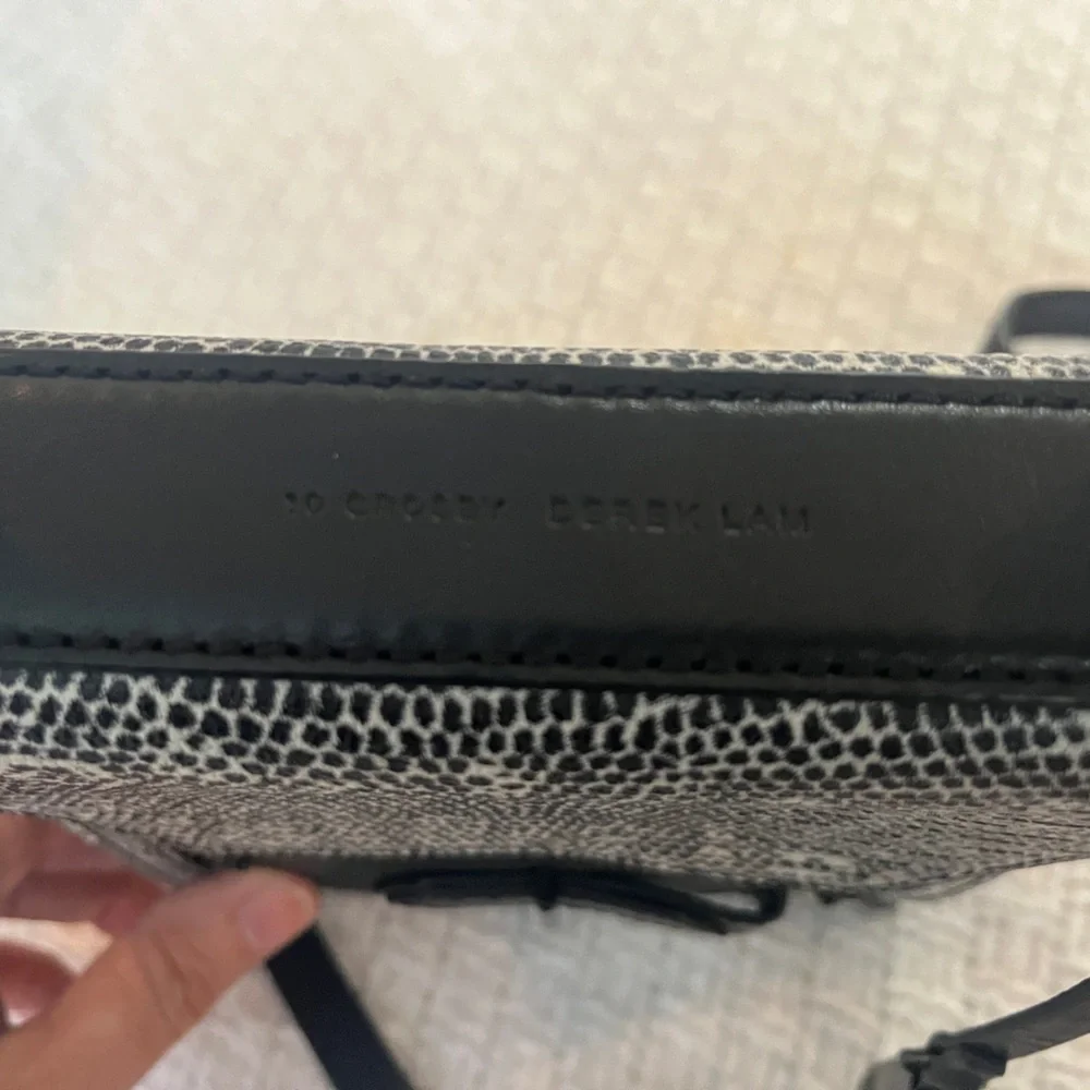 Derek Lam 10 Crosby Bag Crossbody Black Cream Snake Print Leather Flap Front
